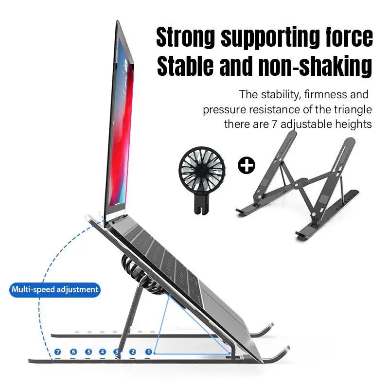 Dudukan Laptop & Tablet Kipas – Aluminium Portabel, Ergonomis & Bisa COD untuk Aktivitas Harian