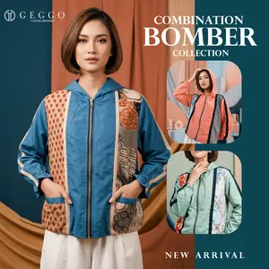 GEGGO DESIGN - Bomber Hoodie Mix batik  Atasan Wanita Pria Unisex Kekinian Viral