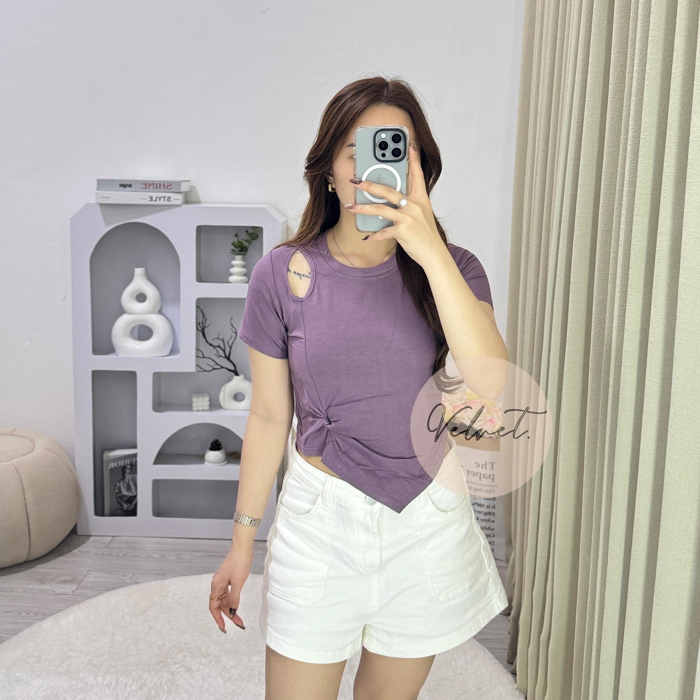 Kaos Polos Asimetris Samping / Atasan Wanita Kerut Samping Lancip 075