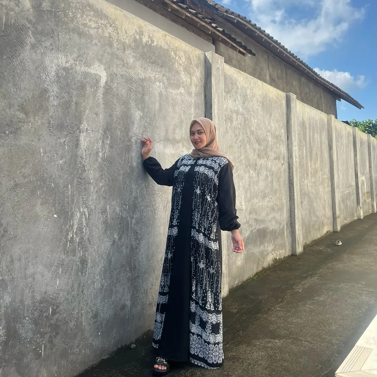 Gamis Jenara Crinkel Airflow Mix Ceruty Babydoll Printing Muslim Crinkle Dress Mewah Dewasa Lebaran Maxi Wanita - Kondangan, Syari Cantik Nyaman Panjang Simple