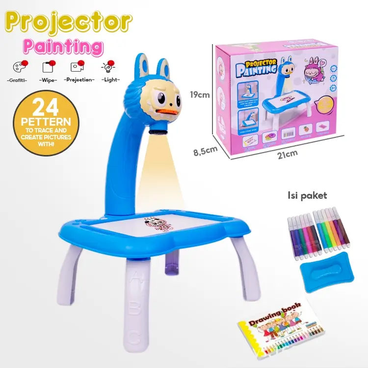 SEJAHTERA SELALU - Mainan Meja Proyektor Karakter Papan Gambar Musik Mainan Edukasi Anak 3