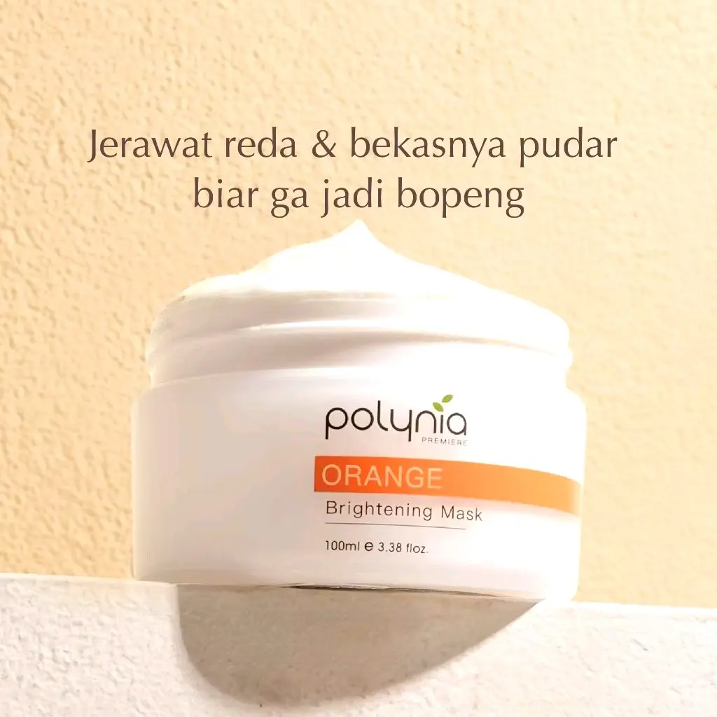 Masker Wajah POLYNIA Orange Brightening dengan Niacinamide & Vitamin E 100ML - Kusam, Bruntusan, Perawatan, Merah, Memudarkan, Hitam, Bopeng Mencerahkan Pencerah