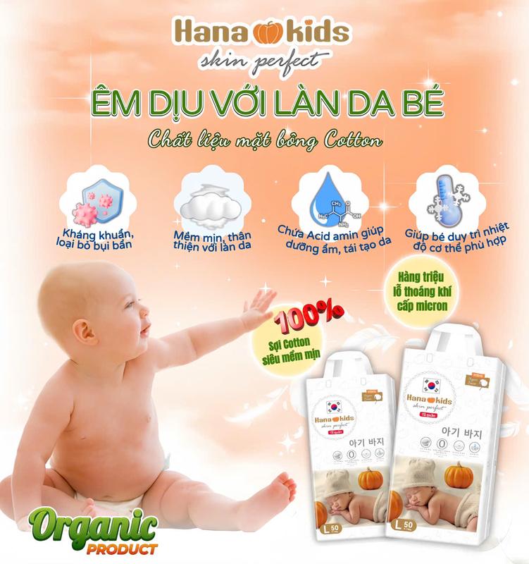 Tã bỉm quần hanakids cho bé combo 100 miếng, siêu mỏng và chống hăm tốt cho bé thế giới bỉm sữa live