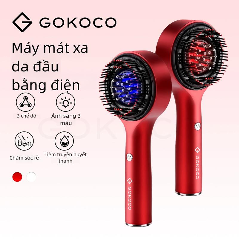 Máy Massage Đầu GOKOCO 4 Trong 1 - Đẩy Tinh Chất, Trị Rụng Tóc, Ánh Sáng Sinh Học & Hồng Ngoại, Giúp Mọc Tóc, Giảm Rụng