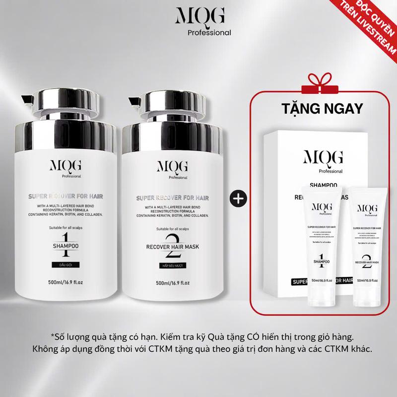 MQG Bộ Đôi Dầu Gội 500ml & Kem Hấp Ủ 500ml Phục Hồi Tóc Hư Tổn Khô Xơ Chẻ Ngọn,…