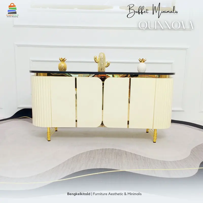 Quinnova Meja TV Minimalis Modern Rak TV Lemari TV Bufet TV Minimalis Buffet Oval Credenza Aesthetic 1