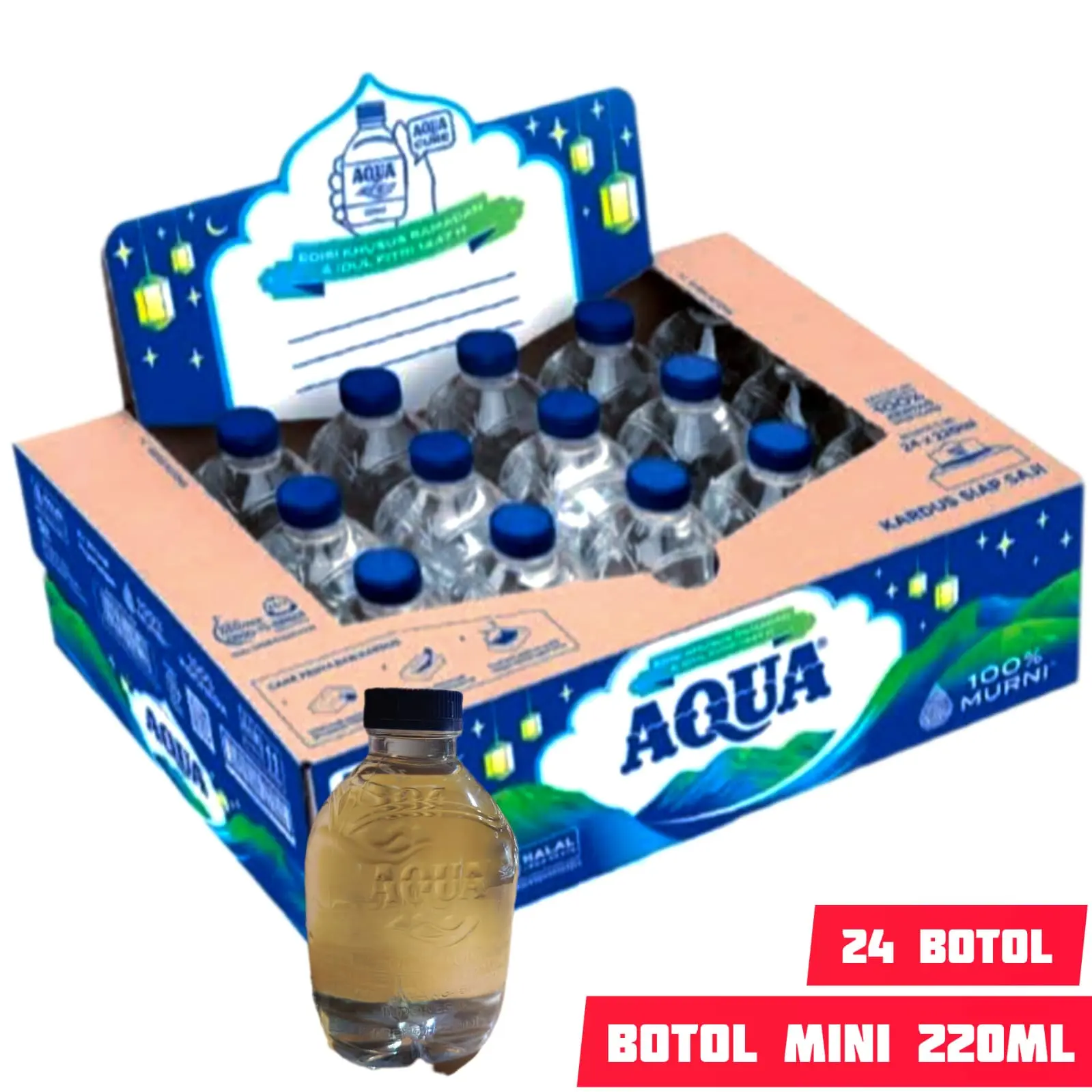 Sekarton Air Minum Aqua Cube Mini 220ml 24 Botol Mineral Water Minuman