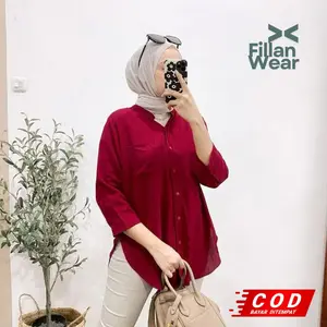 Fillan Wear -  Wanita Polos Rayon Twill Blouse Kantor Kerja Basic Shirt Casual Premium Terbaru Nyaman Baju Atasan Panjang Lembut Formal kemeja remaja perempuan baju  kampus blouse  korean  style  hijab kemeja  rayon  twill viral