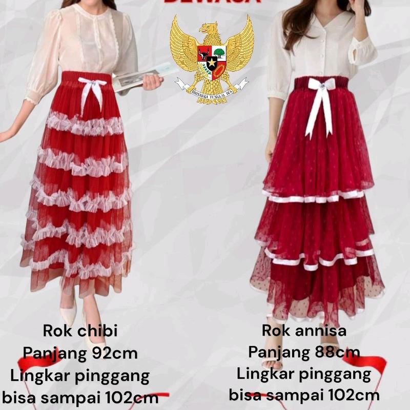 Rok tutu edisi ibu dan anak (bisa beli terpisah) rok tutu merah putih / rok tutu panjang / rok tutu seragam / rok tutu agustus 1
