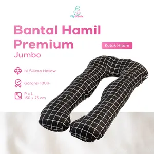 My Bunda Collection - Bantal Penyangga Perut Jumbo Motif Kotak Hitam | Bantal Ibu Hamil Premium - Bantal Bumil Busui