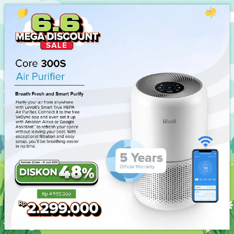 Levoit Core 300S Smart WiFi Air Purifier True HEPA Karbon 0