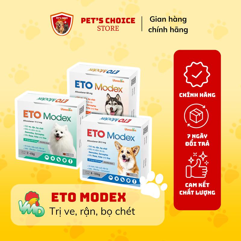 ETO Modex - Viên uống trị Ve, Rận, Bọ Chét, Viêm da cho Chó Vị Thịt bò cao cấp Chính hãng VEMEDIM
