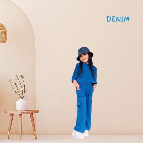 ONE SET SETELAN BAJU CELANA CARGO CROP GEMPI ANAK 2-12 Tahun model terbaru 2023 Polos 4