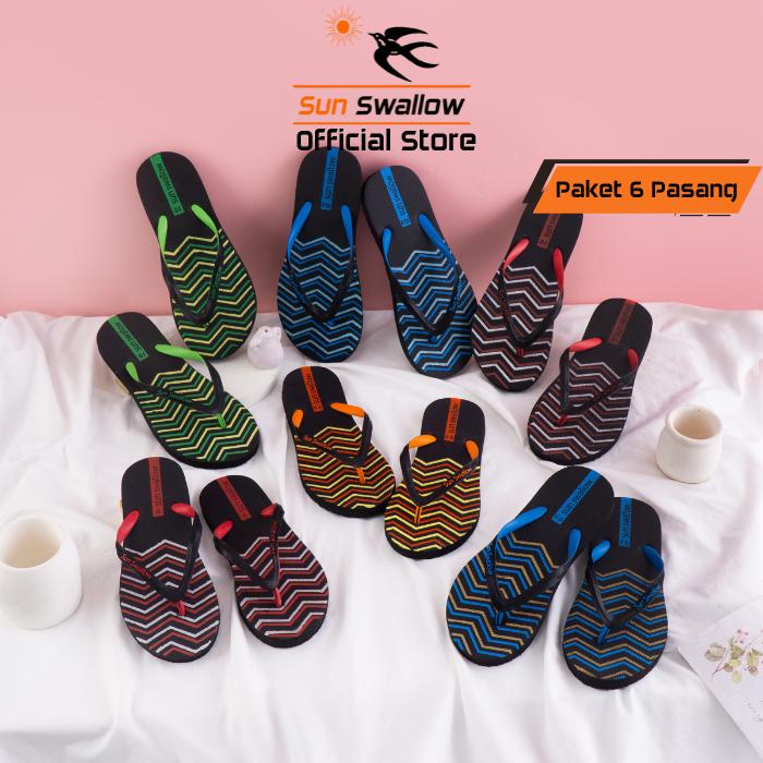 Gambar Sandal Sun Swallow Paket 6 Pasang Sendal Jepit Wanita Karet Motif Zigzag dari Sun Swallow Sandals Kota Administrasi Jakarta Utara Tokopedia