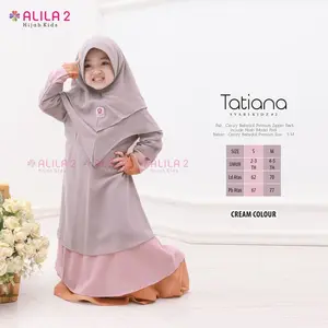 Alila 2 TATIANA SYAR'I KIDS 2 BY ALILA 2 DRESS GAMIS MUSLIMAH ANAK TERBARU INCLUDE HIJAB BAHAN CERUTY BABYDOLL PREMIUM UNTUK LEBARAN - Baju, Fashion Dress Dress