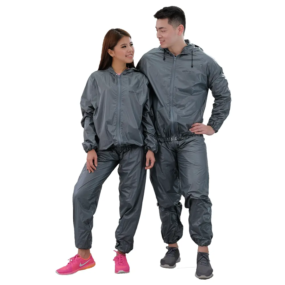 HAPPYFIT - Baju + Celana - Sauna Suit with Zipper & Hood - Baju Sauna - Tracksuit (Available Big Size)
