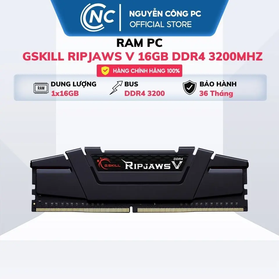 RAM GSKILL RIPJAWS V 16GB DDR4 3200MHZ - BH 36 tháng
