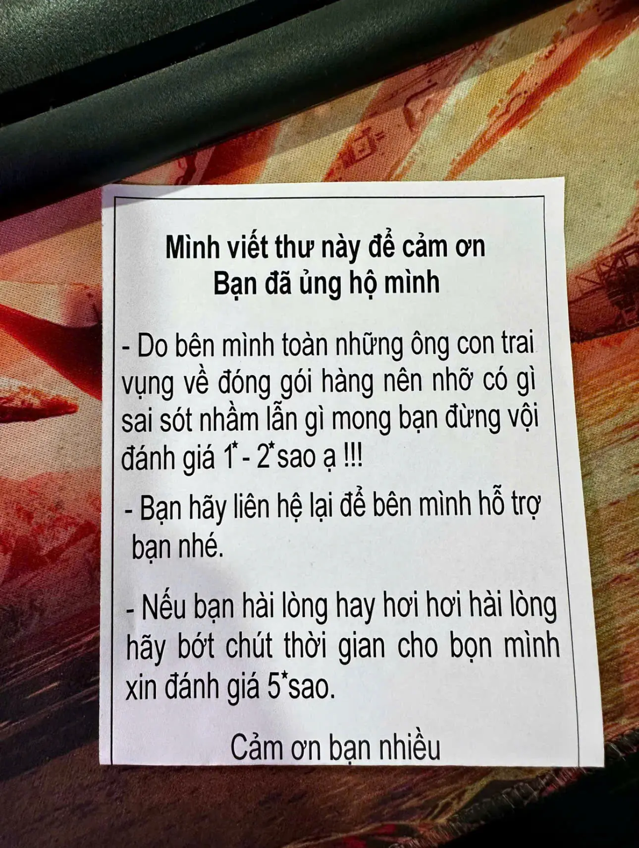 Thư cảm ơn quý khách hàng