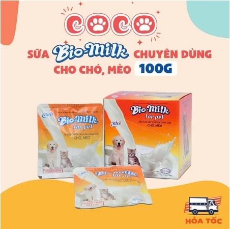 Sữa Dinh Dưỡng BIO-MILK Cho Chó Mèo Gói 100G Bổ Sung Vitamin Khoáng Chất.