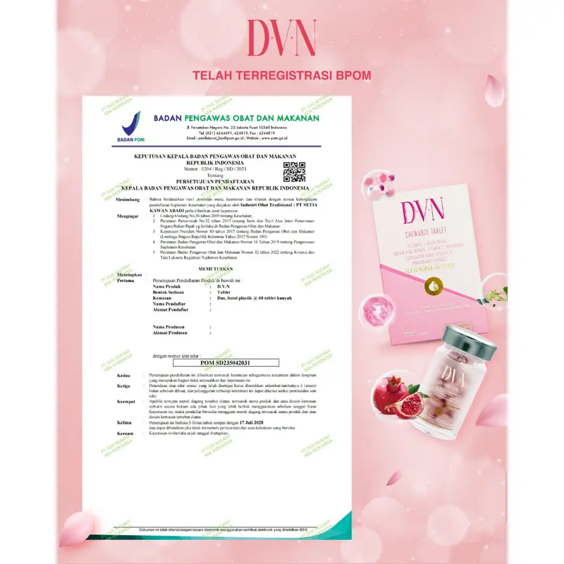 DVN Original 1 BOX 60  Butir Ampuh Atasi Flek Hitam dengan Collagen Tripepted, Pomegranate, dan Japanese Knotweed Extract 5