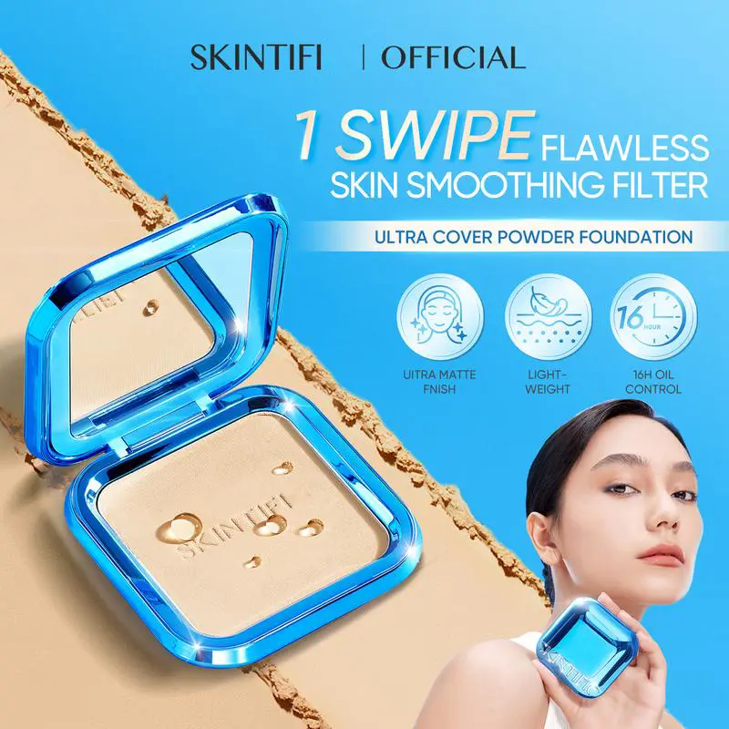 Blue Foundation Ultra Cover Powder - 9g Pore-Blurring • Flawless Finish • Oil Control