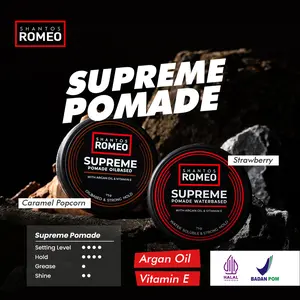Shantos Romeo Supreme Pomade 75gr Oil based dan Water Based Pomade Pria Minyak Rambut dengan Argan Oil dan Vitamin E
