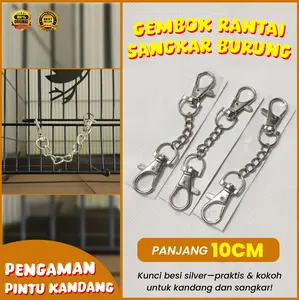 GEMBOK KUNCI RANTAI BESI SANGKAR BURUNG SILVER pengaman pintu kandang