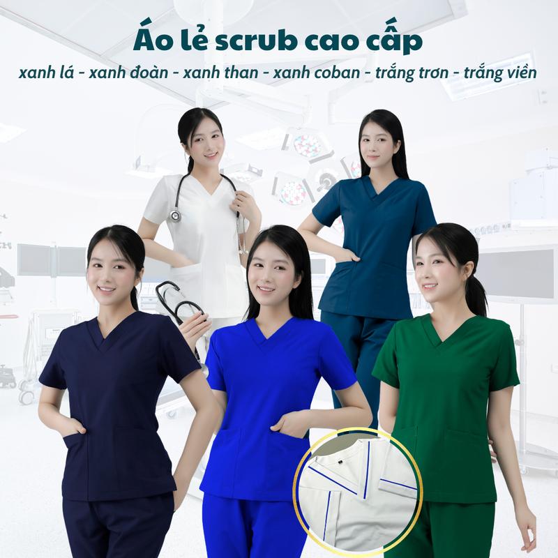 Áo cổ tim Áo scrub lẻ CAO CẤP dành cho nam nữ kỹ thuật viên điều dưỡng dược sỹ y tá bác sĩ