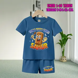 Setelan Baju Anak Tidur Gambar Tung Tung Tung Sahur Lengan Pendek dengan Sablon Berkualitas - Baju Anak Fashion Celana Pendek baju