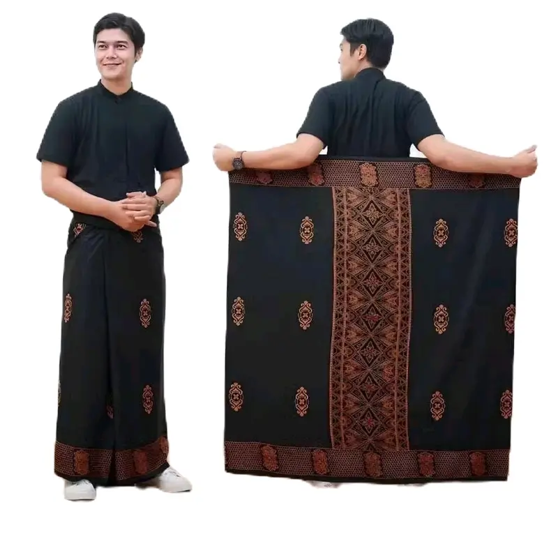 sarung batik nusantara sarung gus iqdam sarung santri sarung samping warisan budaya nusantara Muslim Pria Katun murah warna hitam lebaran Lembut Nyaman Seragam Dewasa Tenun Motif sarwon Kain Kombinasi 2