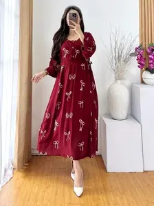 Daster jumbo busui bumil kancing depan-daster ibu ibu kekinian baju daster 2025 model terbaru bahan rayon premium daster kekinian viral Dress Wanita Panjang Motif Bunga Menyusui Belah Samping Pendek Tidur
