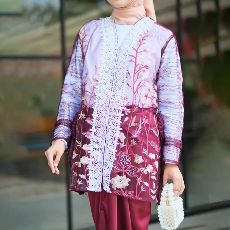 Ahzem - Setelan One Set Zafira Outer Brokat Gardenia Rok Lilit Set Lamaran Wisuda Bridesmaid Kondangan 7