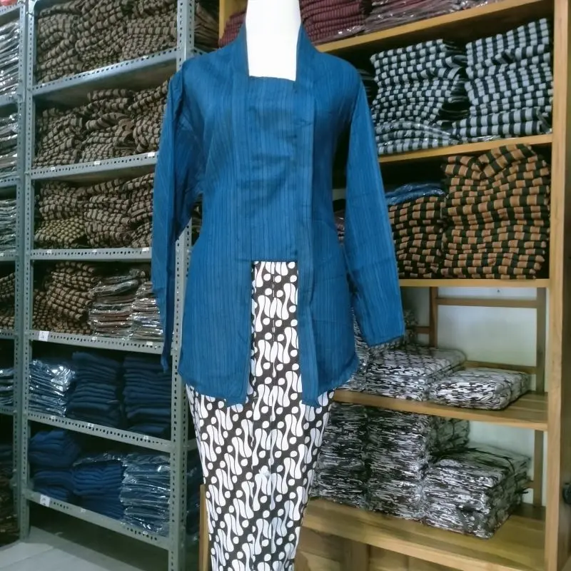 Set Baju kebaya lurik wanita adat jawa Kebaya kutubaru lurik jogja solo Atasan Dewasa Motif 2