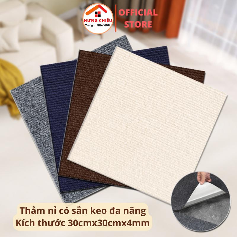 Thảm Nỉ Trải Sàn Tự Dính Đa Năng Cao Cấp Trải Sàn Tấm Lót Chống Trơn Trượt Decor Phòng, cào móng mèo - Hưng Chiếu ED27