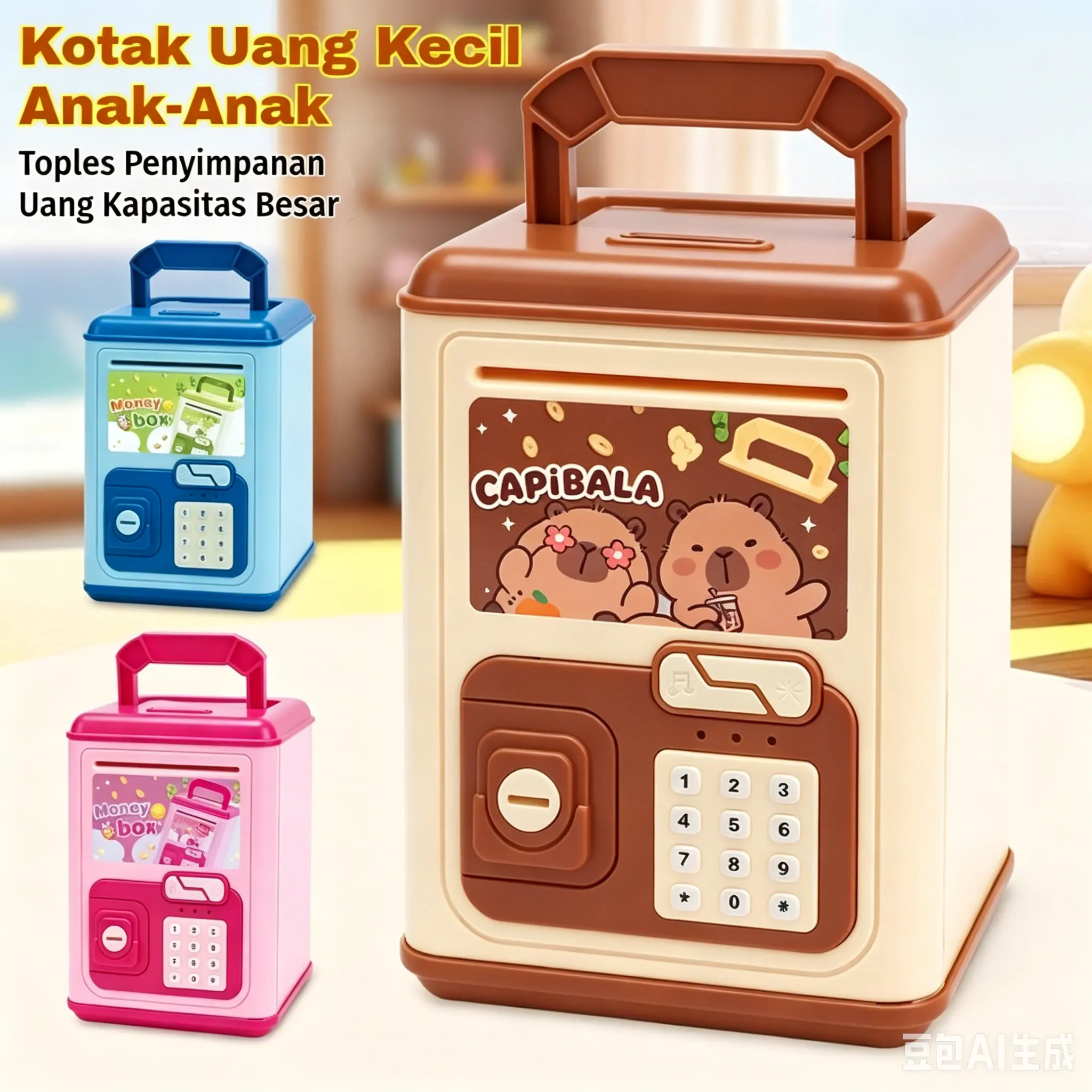 COD Mesin Celengan ATM – Buka Kunci dengan Kata Sandi, Sidik Jari, & Kartu, Musik, Tabungan Uang