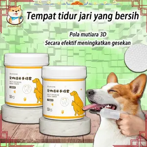 Dental Care Finger Wipes 50pcs Sikat Gigi Kucing Pembersih Gigi Anjing Pembersih Gigi Kucing ental Wipes Sikat Gigi Jari Pembersih