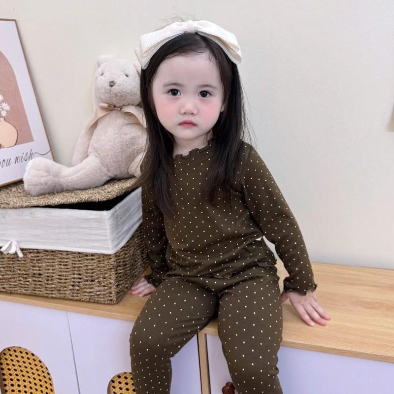 Bộ quần áo dài tay chấm bi cổ bèo 3p chất Zip QC siêu mềm mịn đẹp cho bé - CAMCAM