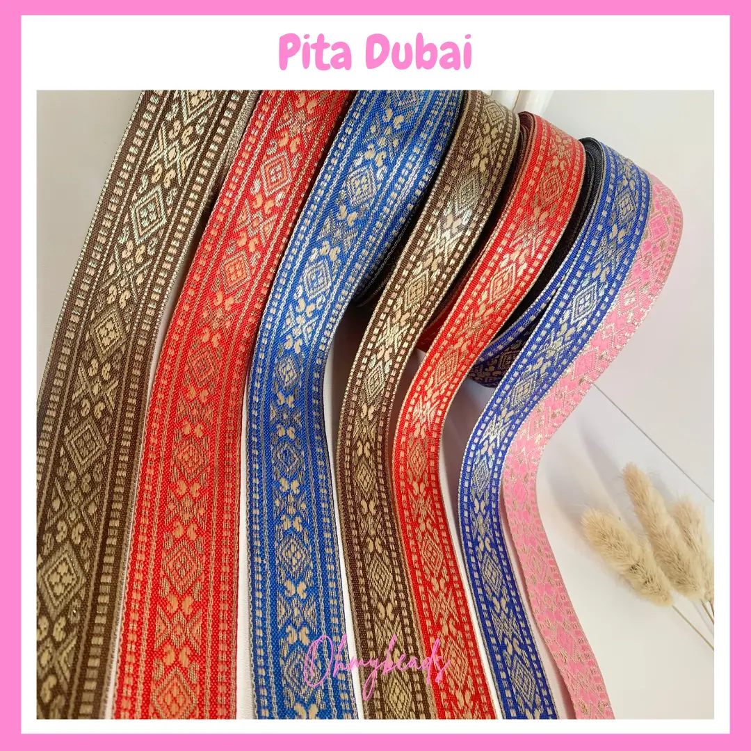 Pita Dubai 2cm 3cm / Pita Dayak / Renda Dubai / Renda dayak 1 yard 90cm