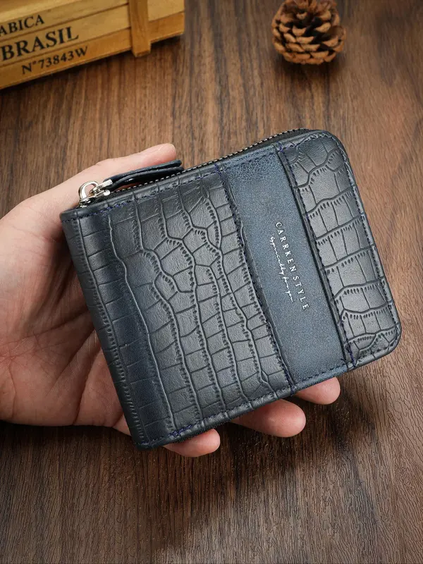 Men's Business Fashion Zipper Short Wallet, Casual Trendy Card Holder, Fashionable Wallet for Daily Use 6