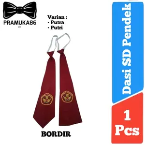 Dasi SD Bordir Pendek Karet Putra & Putri Instan / Dasi SD Logo Bordir
