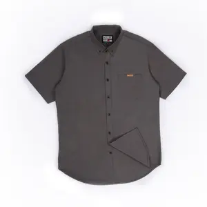 Baju Kemeja Distro Abu Tua Lengan Pendek Katun Sigaret Premium Pria Dewasa Polos Tebal Keren  Hitam Kain Nyaman Panjang Tangan Kerah Casual Navy Lembut