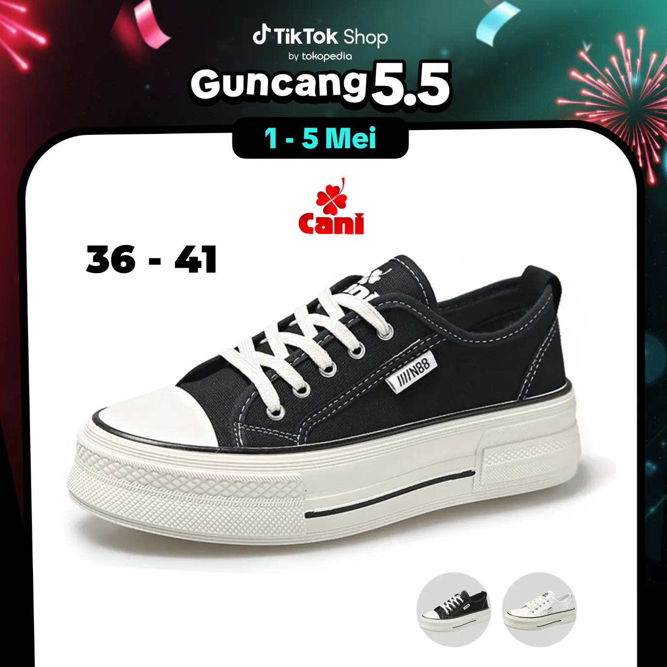 CANI Aerin Sepatu Canvas Platform Wanita Casual Karet Shoes K9178