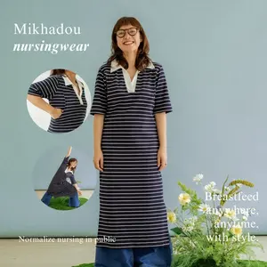 Mikhadou - Baju Menyusui Nursingwear Nara Dress  / Dress Busui Stripe