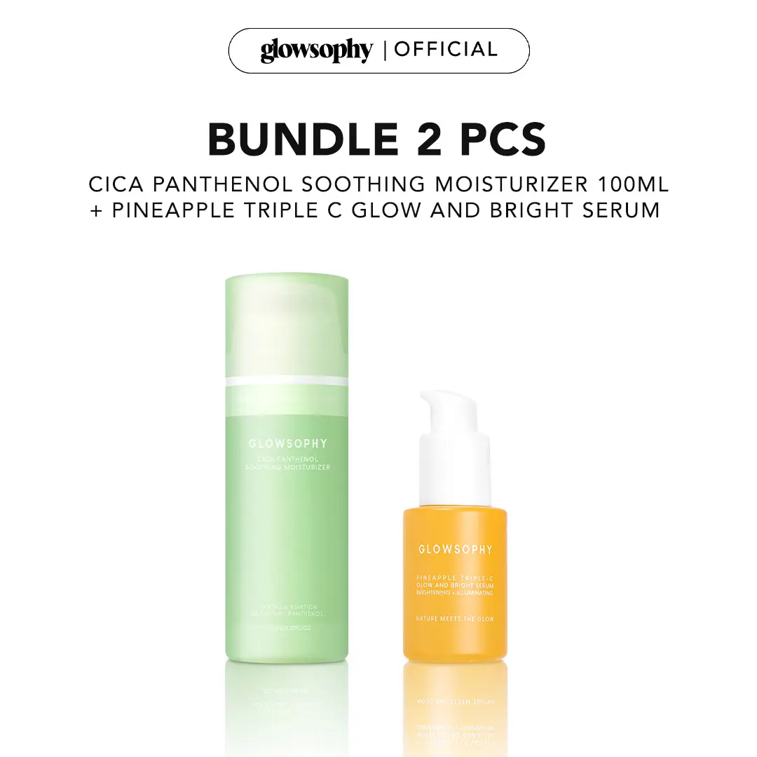 Glowsophy Bundle Glow Skin CICA Centella Soothing Moisturizer 100 ml + Pineapple Triple-C Glow and Bright Serum 30 ml