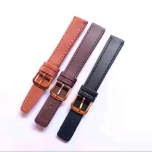 Tali Jam Tangan Wanita Kulit Sintetis Warna Hitam coklat tua coklat muda polos Watch Watches