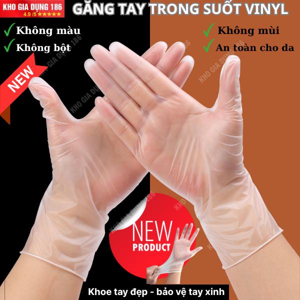 Găng Tay Trong Suốt Vinyl Dai Dẻo - Đủ 100 Chiếc - Size S M L - Chống Nước Chống Rách - An Toàn Cho Da - Dùng Cho Thực Phẩm Spa Phun Xăm Thẩm Mỹ
