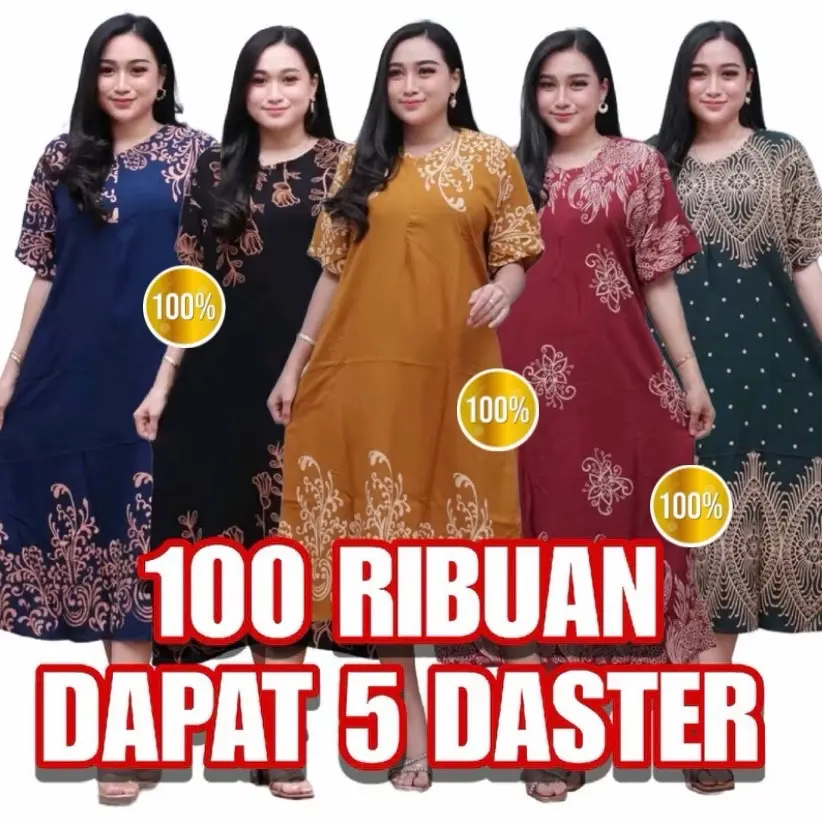 100 Dapat 5pcs || Daster Rayon standar Bumil Kancing Depan Lengan Pendek Motif Batik Kekinian Ibu Hamil santai motif bunga dan batik kekinian simpel busui Wanita