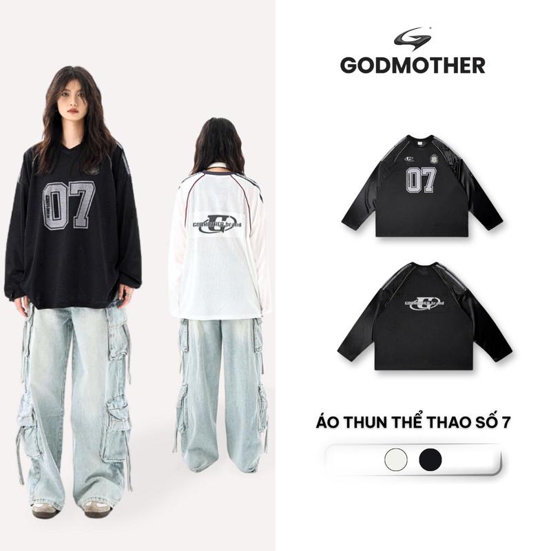 Áo Thun Thể Thao Dài Tay Số 7 GODMOTHER Áo Phối Tay Bóng Unisex Form Rộng Phong Cách Mỹ Hip Hop SO7