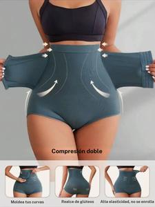 1 unidad de Faja modeladora de alta compresión para mujer, Shorts modeladores sin enrollamiento, Bragas de cintura alta, Ropa interior de control de abdomen, Bragas colombianas cómodas, adecuadas para entrenamiento.