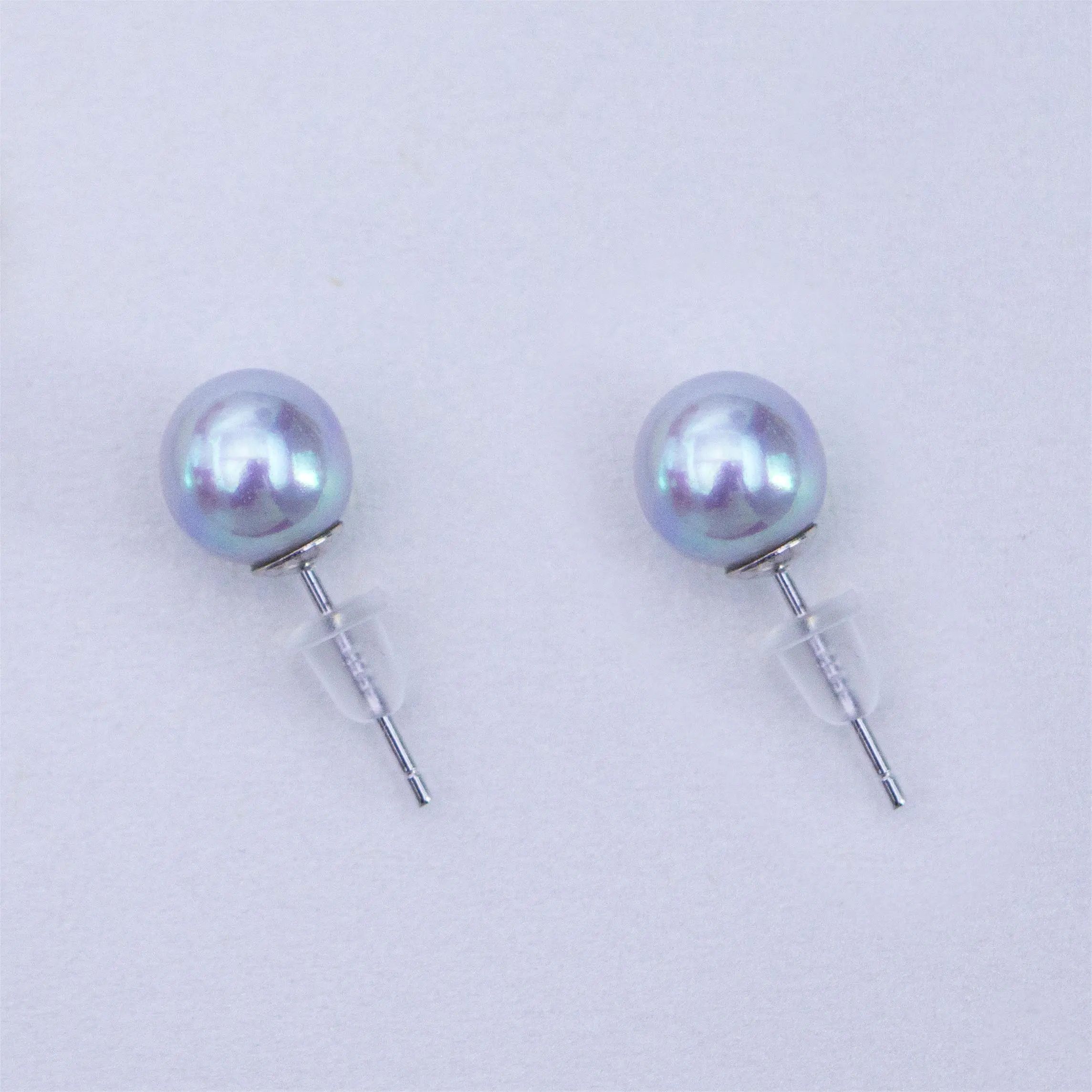Shuiyu S925 silver seawater really many hemp pearl earrings7-8mm nearly perfect round face flawless ZH13432